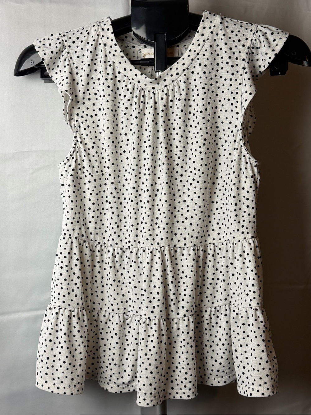 Monteau White Dress with Black Polka Dots